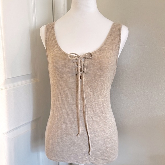 Urban Outfitters BP Tan Lace-Up Tank Top - Picture 2 of 6